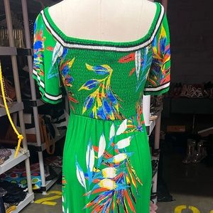 Colorful summer dress, off shoulder